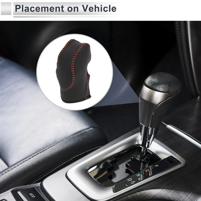 Ford Fusion 1 Pc Gear Shift Knob Cover Black Red Faux Leather (2013-2016)