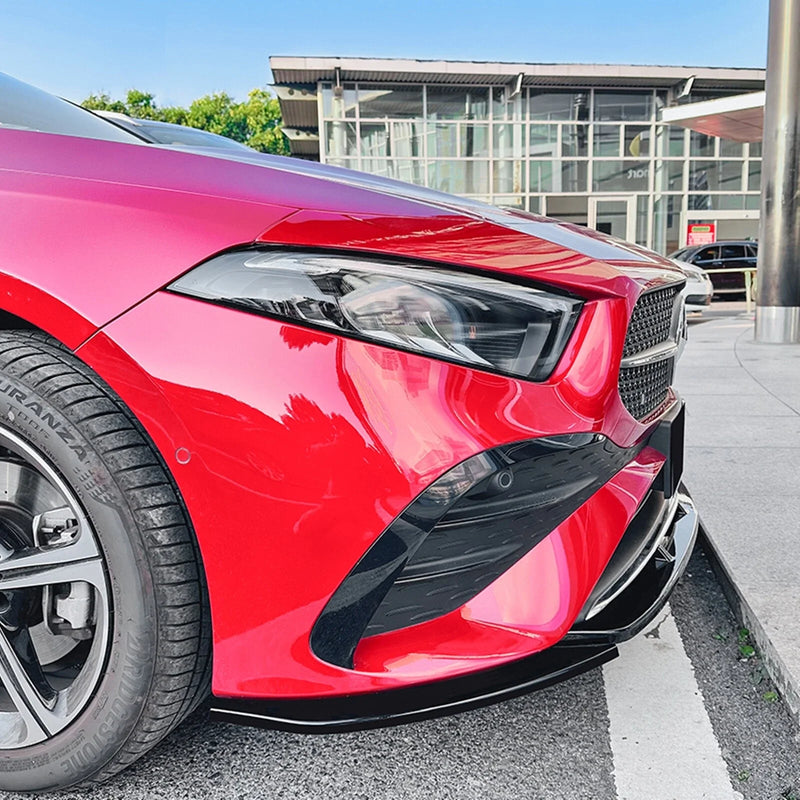 Mercedes Benz A Class W177 Gloss Black Front Bumper Spoiler Lip (2023)