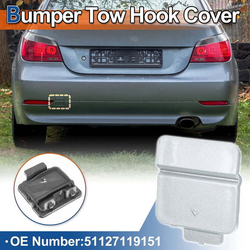 BMW 525i 530i (2001-2007) Silver Tone Rear Tow Hook Cover