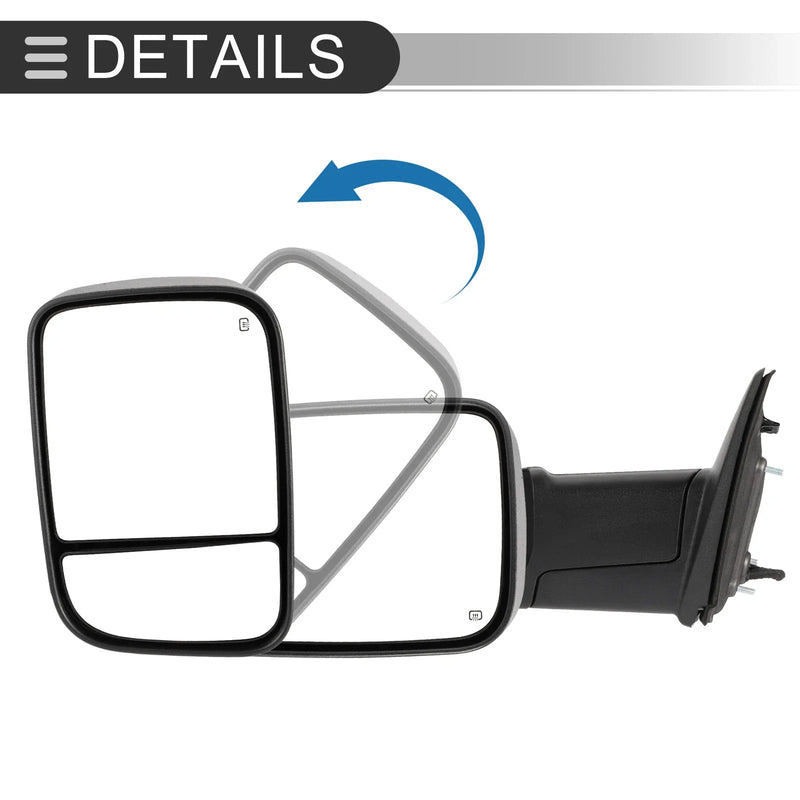 Dodge Ram 1500 with Turn Signal Light Black 2 x Tow Mirrors (2009-2018)