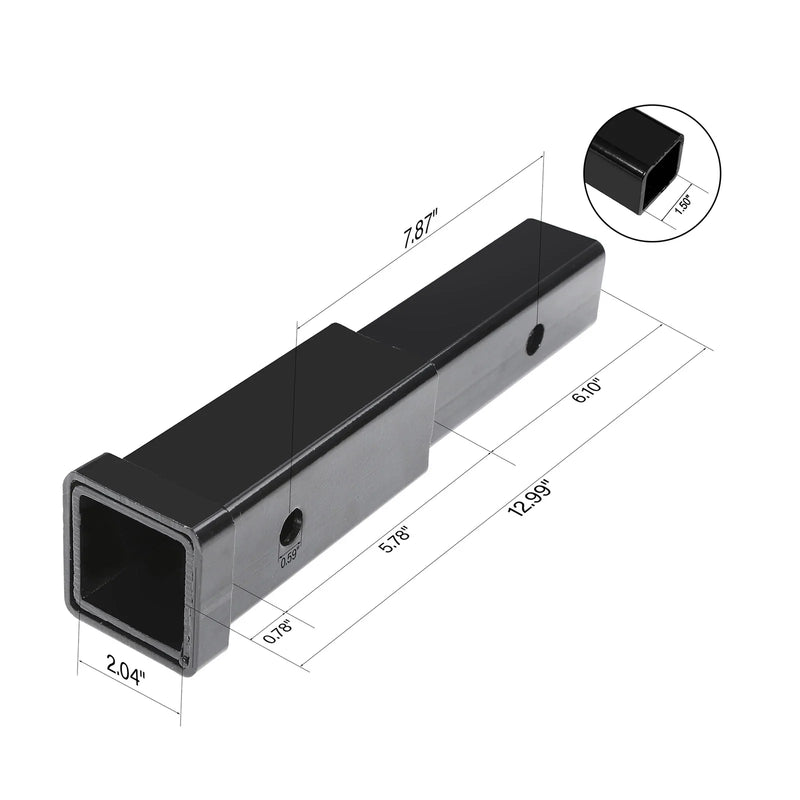 Trailer Hitch Extension 2-In Receiver Extender 5/8-In Pin Hole 4000Lbs Towing