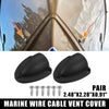 Pair 2.48x2.28 Marine Transducer Cover Clam Shell Vent Wire Cover Black