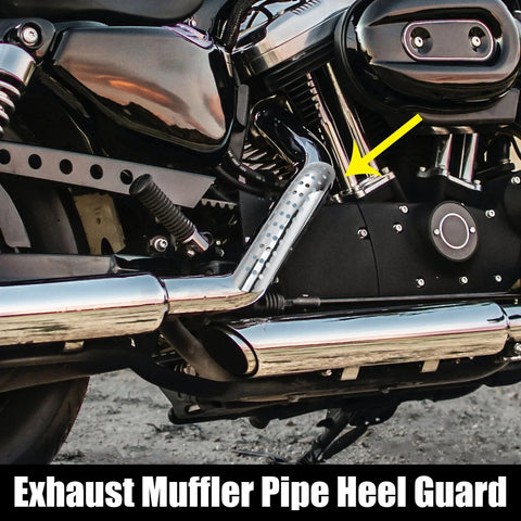 Harley Curved with Hole Silver Tone Set Exhaust Heat Pipe Shield