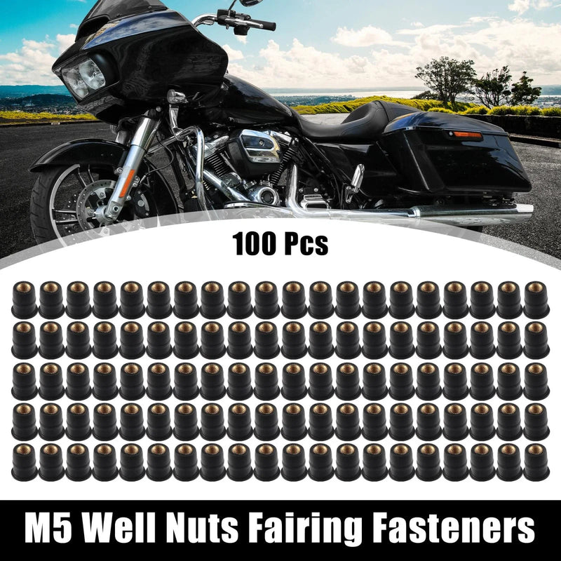 Motorcycle Well Nuts / 100pcs / Fairing Fasteners Windshield Screws Nuts