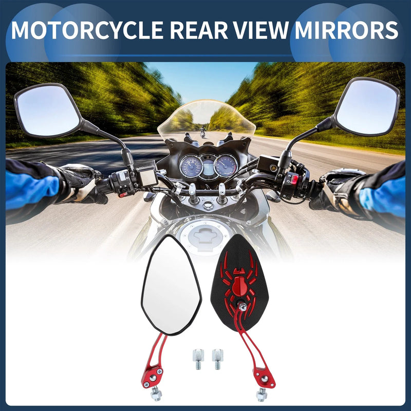 M8 / M10 Motorcycle Red Aluminum Alloy 2 x Rear View Mirrors