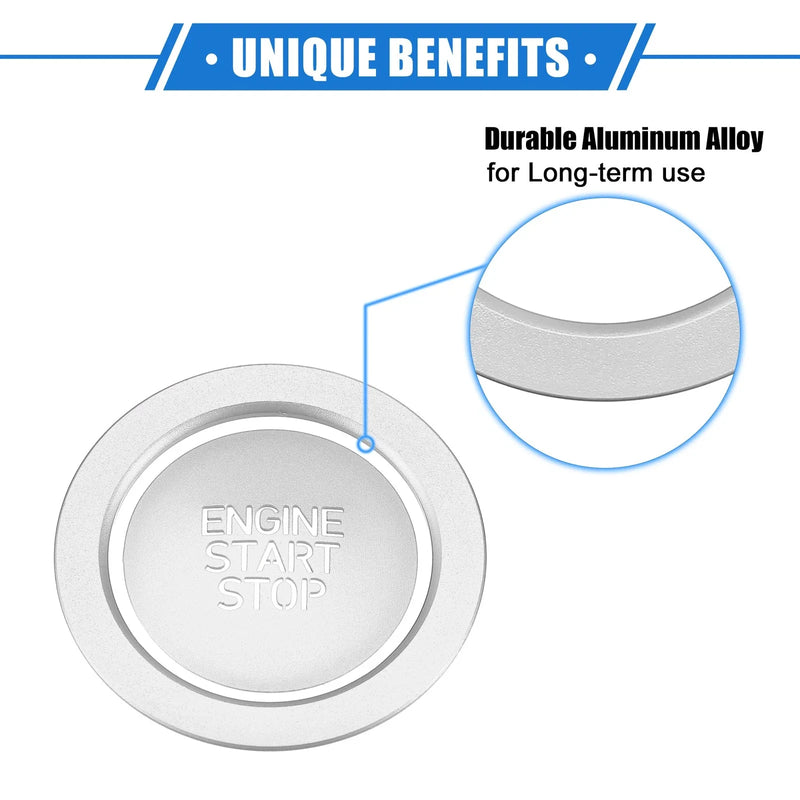 Hyundai Sonata (2020-2023) Silver Tone Engine Start Stop Button Cover Kit