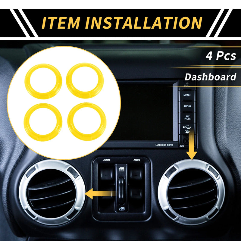 Jeep Wrangler JK JKU AC Vent Dashboard Decoration Rings (2011-2017)