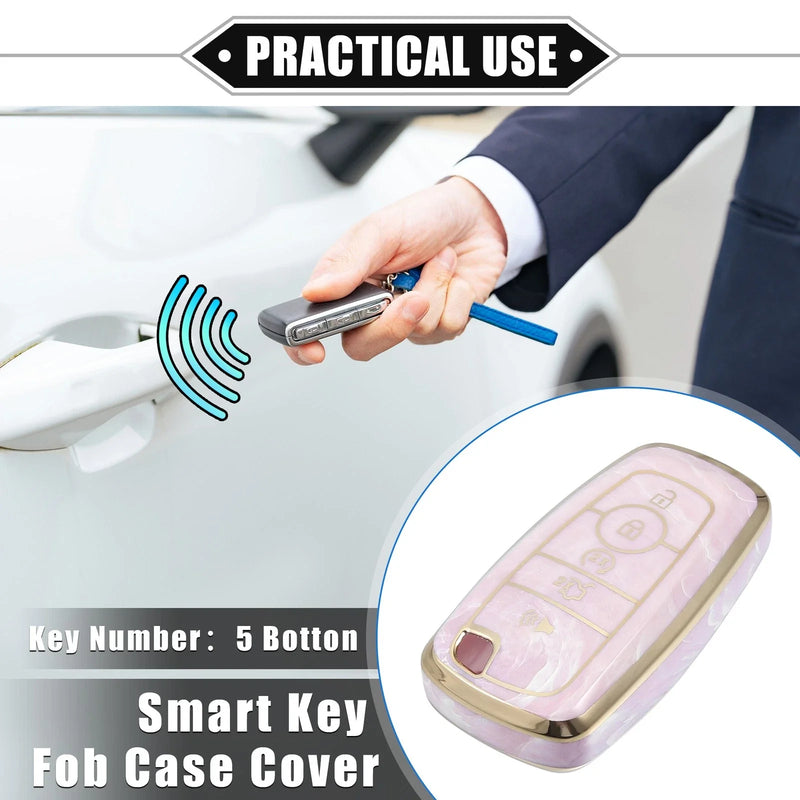 Ford Smart Key 5 Button - Durable TPU Pink Key Fob Cover