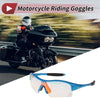 Motorcycle Riding Goggles Light Red Lens Blue Frame PC TPU Cycling Sunglasses