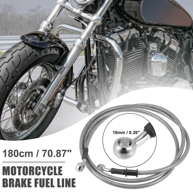 Motorcycle Braided 180cm 10mm Brake Clutch Oil Hoses Pipe