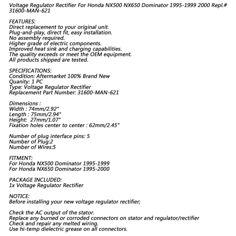 Honda NX500 / NX650 Voltage Regulator (1995-2000)