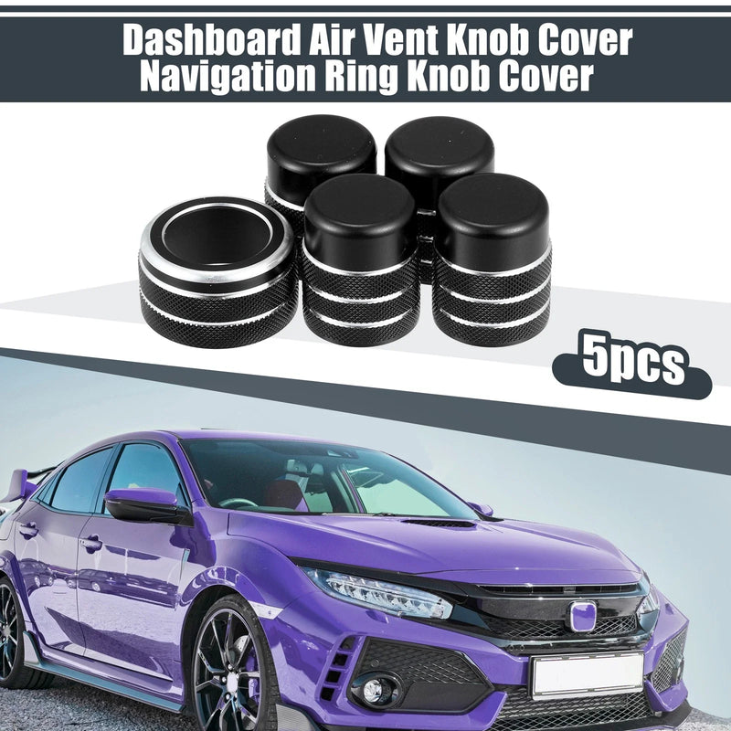 Honda Civic 5 x Black Air Vent Knob Trim Covers with GPS Navigation (2022)