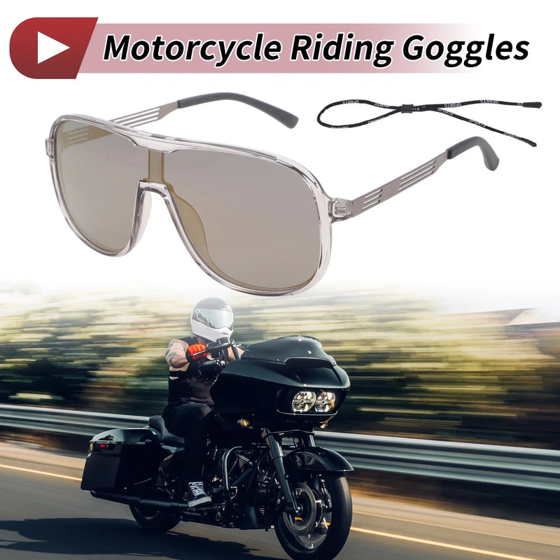 Motorcycle Set Motorcycle Riding Goggles Gold Tone Lens Gray Frame UV400