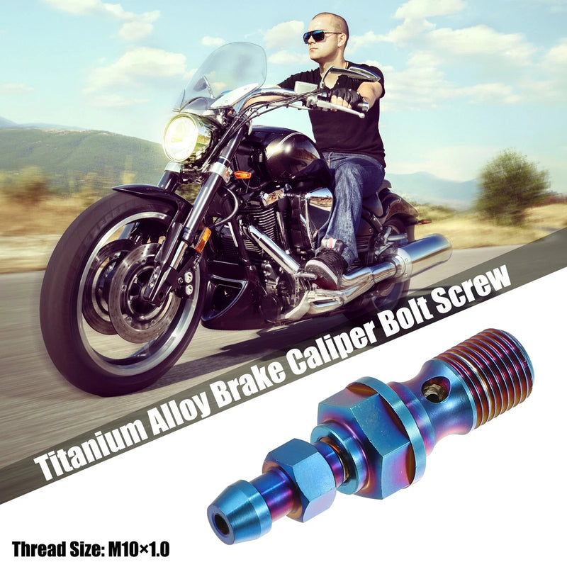 1x Titanium Alloy M10x1.0 Motorcycle Brake Master Cylinder Screw Burnt Blue