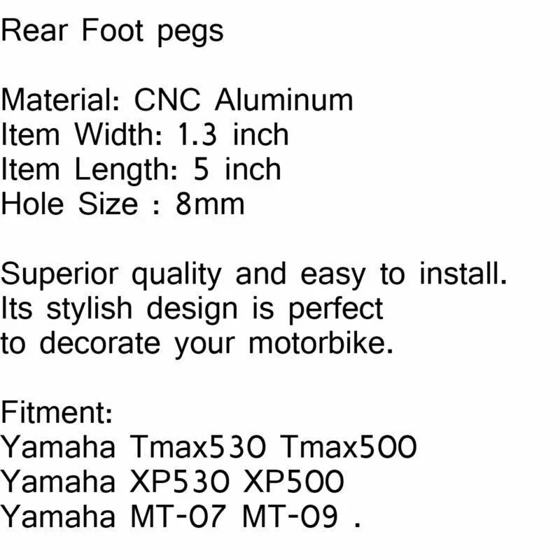 Yamaha TMAX 500 / 530, MT-07 / MT-09 CNC Corner Foot Pegs (2001-2023)