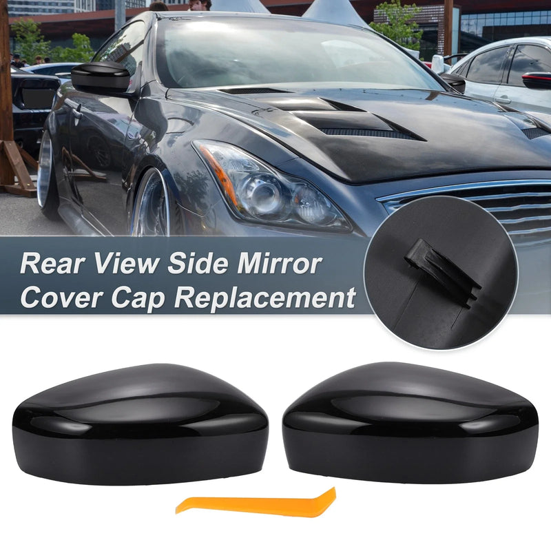 Infiniti G37 G25 Q60 Q40 Rearview Mirror Cover Gloss Black
