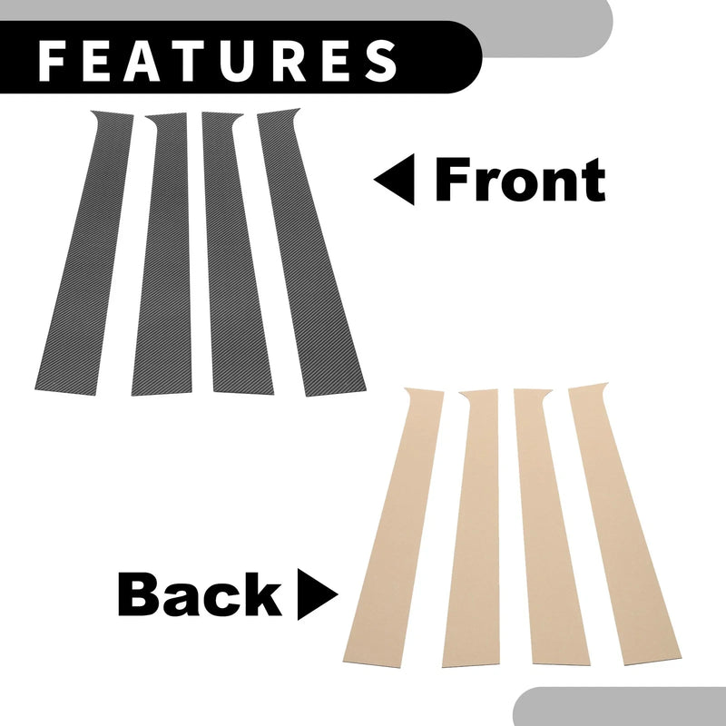 Dodge Ram 1500 (2002-2008) Black Carbon Fiber 4 Pcs Car Pillar Window Trim