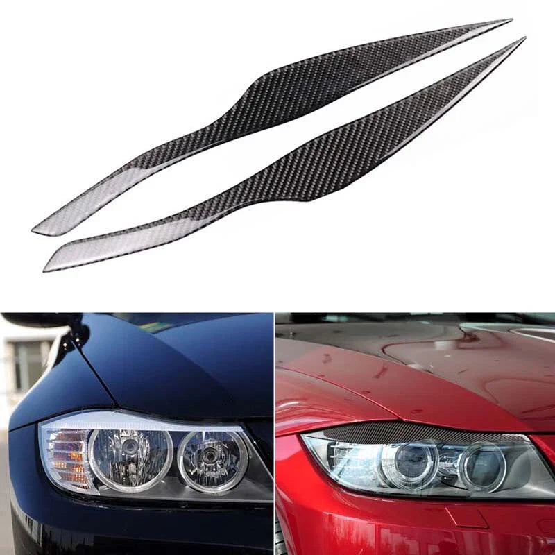 BMW 3 Series 2009-2011 Carbon Fiber Headlight Eyelid Eyebrows Cover Trim fit