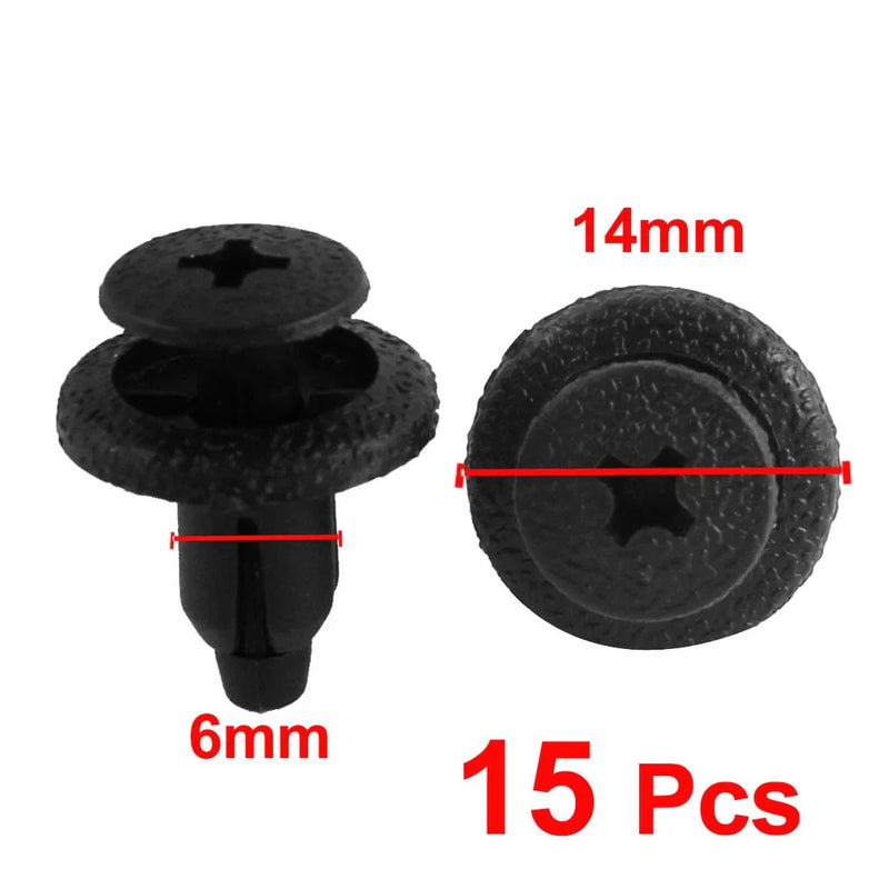 Toyota 6mm Hole 15 Pcs Push Type Plastic Rivet Trim Panel Fastener Clips