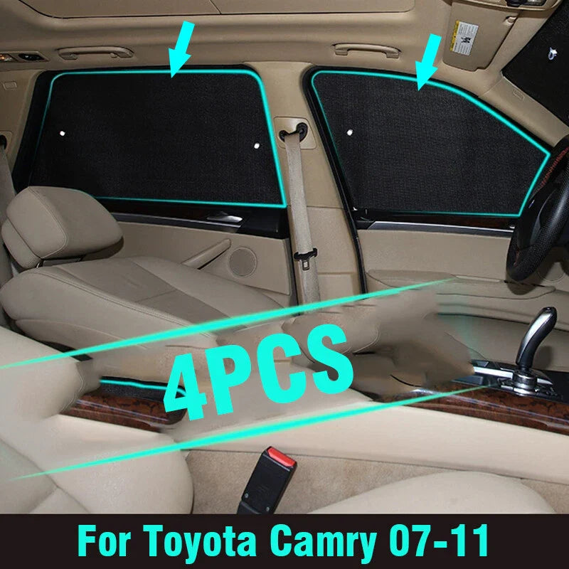 Toyota Camry 4 x Side Window Sunshade Black Silver Privacy (2007–2011)