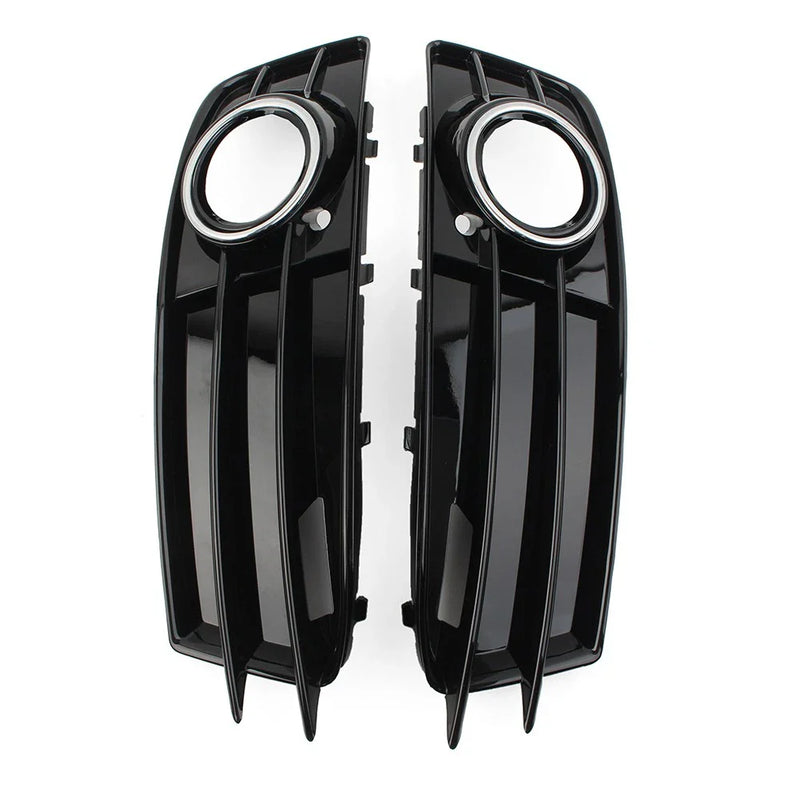Audi A3 Front Bumper Fog Light Grille Cover with Chrome Ring (09-12)