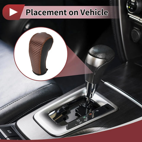 Chevrolet Gear Shift Knob Cover Brown Carbon Fiber Faux Leather