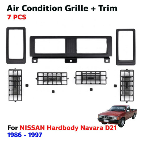 For Nissan Navara D21 Truck 1986-97 Air-Con Vent Grille Cover Trim Black 7 PCS