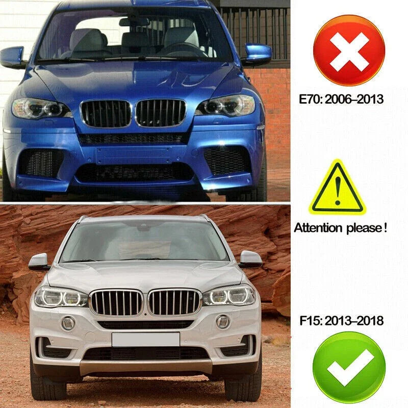 BMW X5 F15 X6 F16 M 2 x Black+Chrome Front Grill Dual Slat (2014–2018)