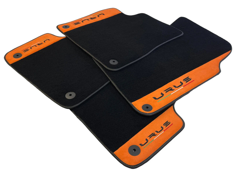 Lamborghini Urus with Orange Alcantara Leather Black Floor Mats (2018-2024)
