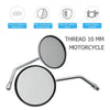 Honda Suzuki Kawasaki Chrome Round Motorcycle Rearview Mirrors M10