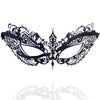 Venetian Metal Filigree Laser Cut Masquerade Black Mask with Rhinestones