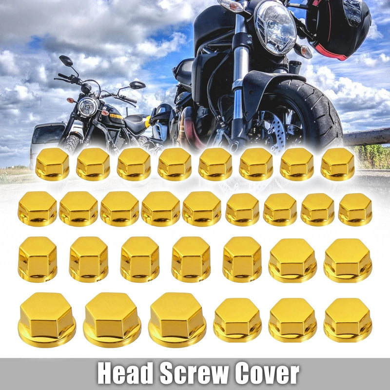 Motorcycle Motorbike Screw Nut Bolt Cap Decoration Gold Tone 1 Set Screw Cap
