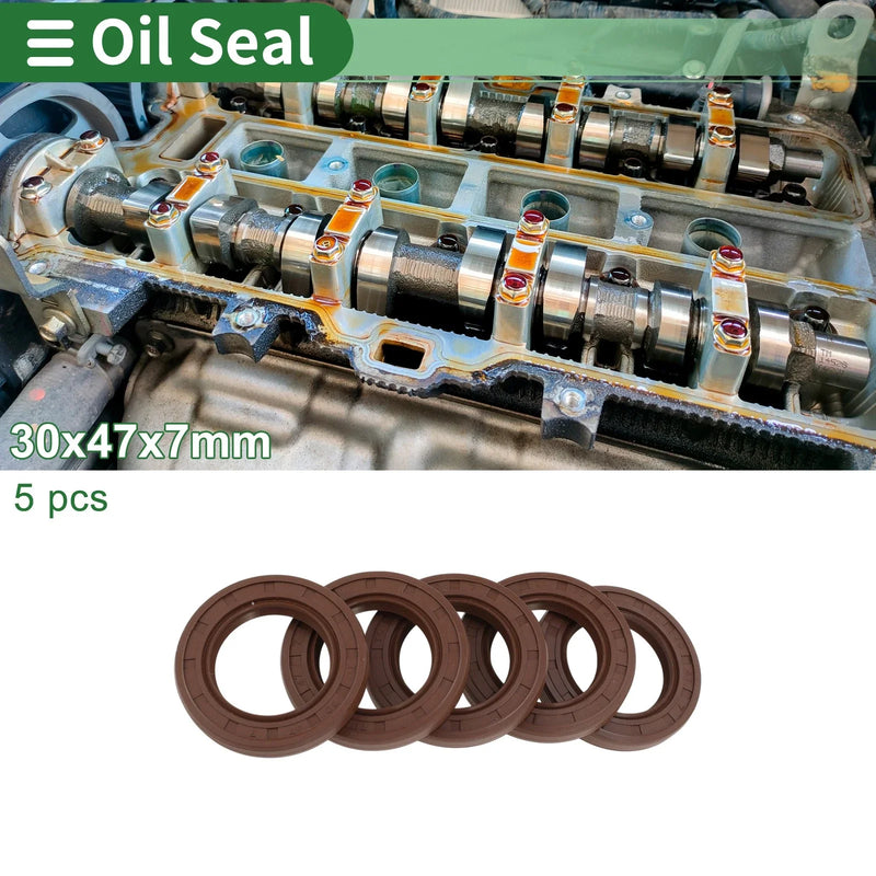 Make Model Oil Seal 30x47x7mm FKM Rubber High Pressure Brown 5 x