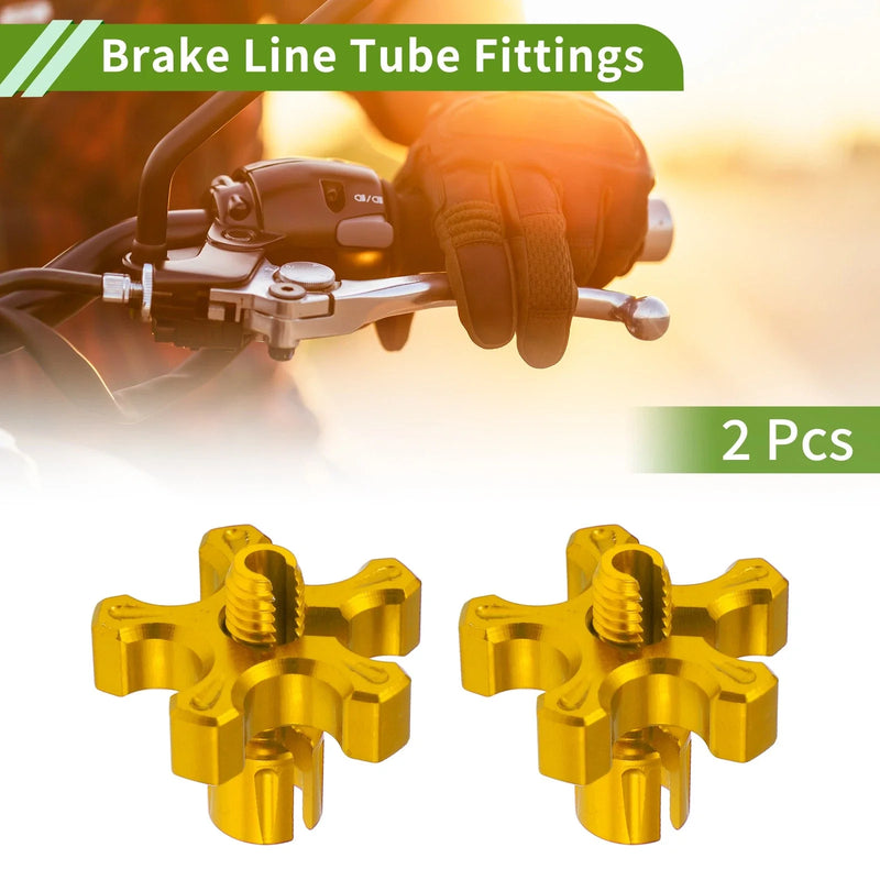 Motorcycle 2 x M8 Aluminum Clutch Brake Cable Adjuster Screw Gold Tone