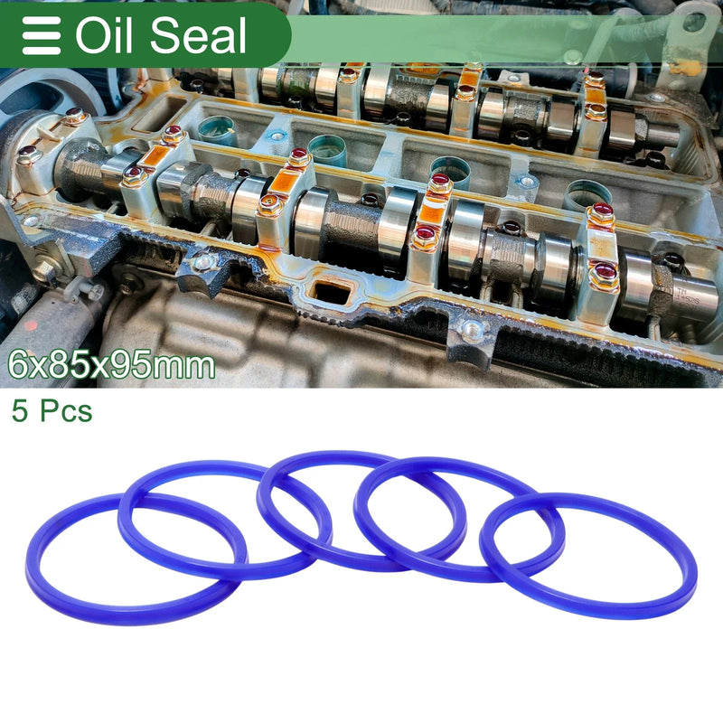 Oil Seal Seal Ring Rotary Shaft Seal TPU 85x95x6mm High Pressure Blue 5 Pcs