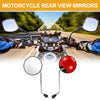 M8 Motorcycle Silver Tone Red Iron Plastic Rear View Mirrors 2 x Handlebar