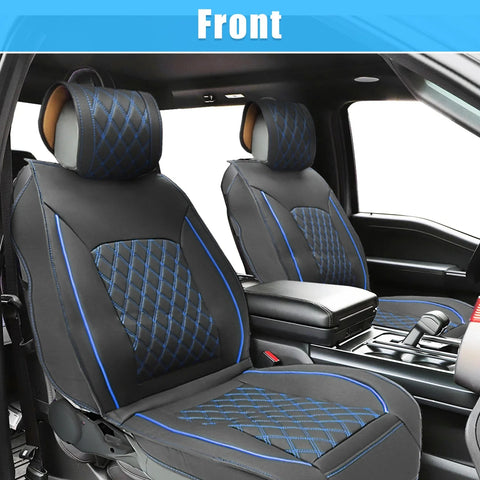 Dodge Ram 2009-2023 Black Blue 2 x Cushion Covers Front Seat Covers
