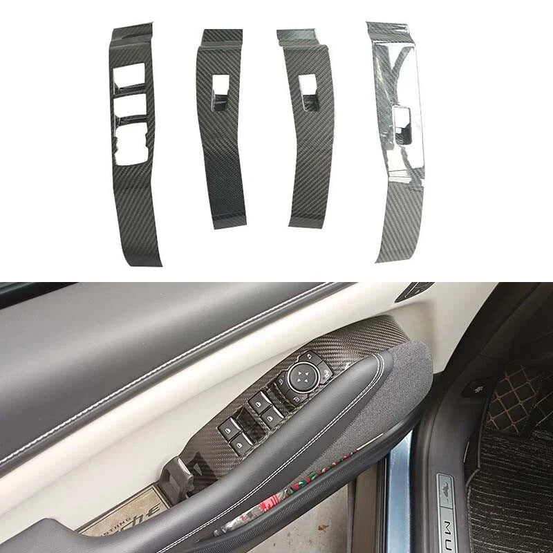 Ford Mustang Mach-E 2021-2024 Real Carbon Fiber Window Lift Panel Cover Trim