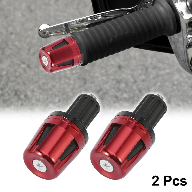 Motorcycle Red Pair 17mm Hand Grips Handlebar End Caps Plug
