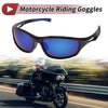 Motorcycle Riding Goggles Blue Lens Black Frame PC Cycling Sunglasses