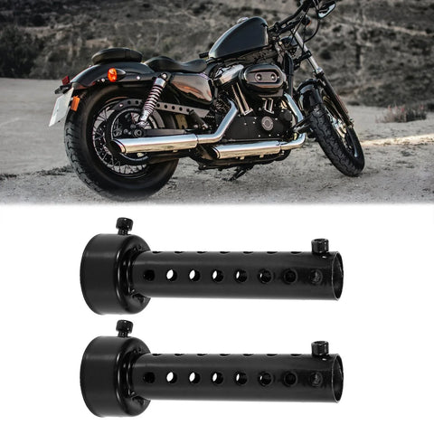 Motorcycle 2pcs 48mm Universal Exhaust Silencer Muffler Pipe Black