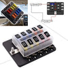 Car 10 Way Circuit ATO ATC Blade LED Fuse Box Block Holder