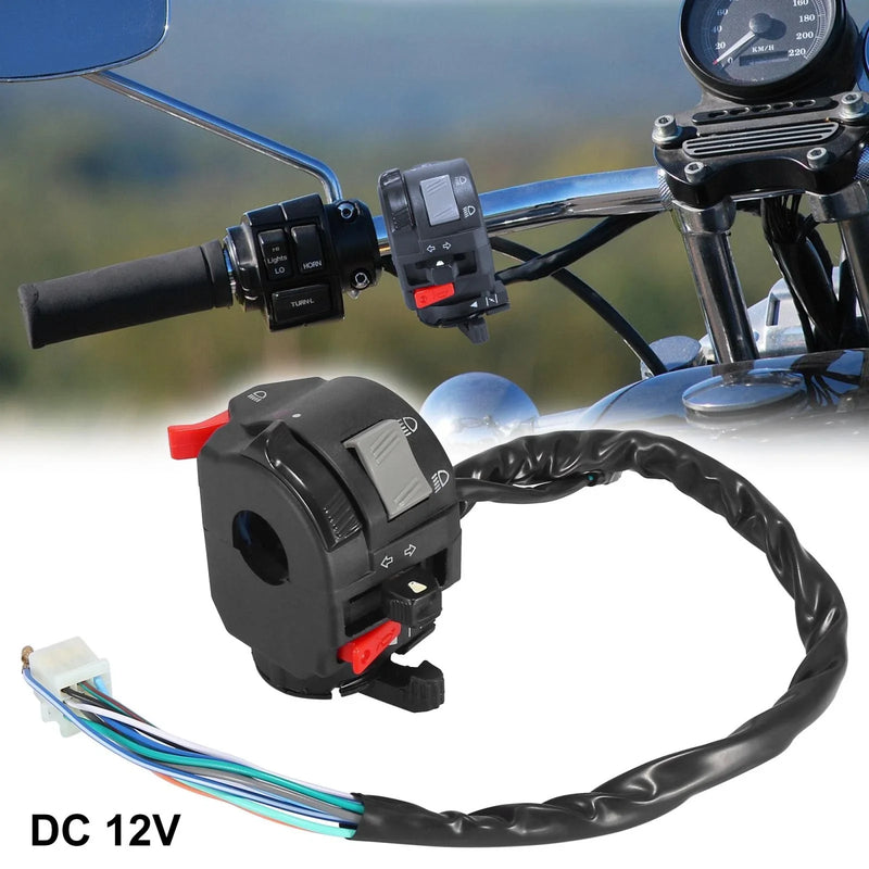 Motorcycle DC 12V 7/8 in Handlebar Mount Switch with Turn Signal Horn