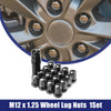 Honda, Chevy, Nissan Black 1 Set M12x1.25 Car Wheel Hub Lug Nuts