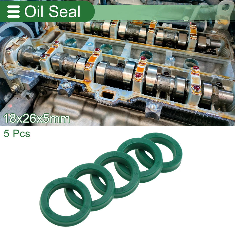 Oil Seal / 18x26x5mm / Rotary Shaft Seal TPU Green 5 Pcs