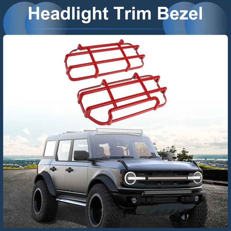 Ford Bronco 2021-2023 Headlight Trim Bezels (2 x Red)
