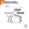 Toyota Hilux Ute Tiger D4D Chrome Manual Side Mirrors (1997-2004)