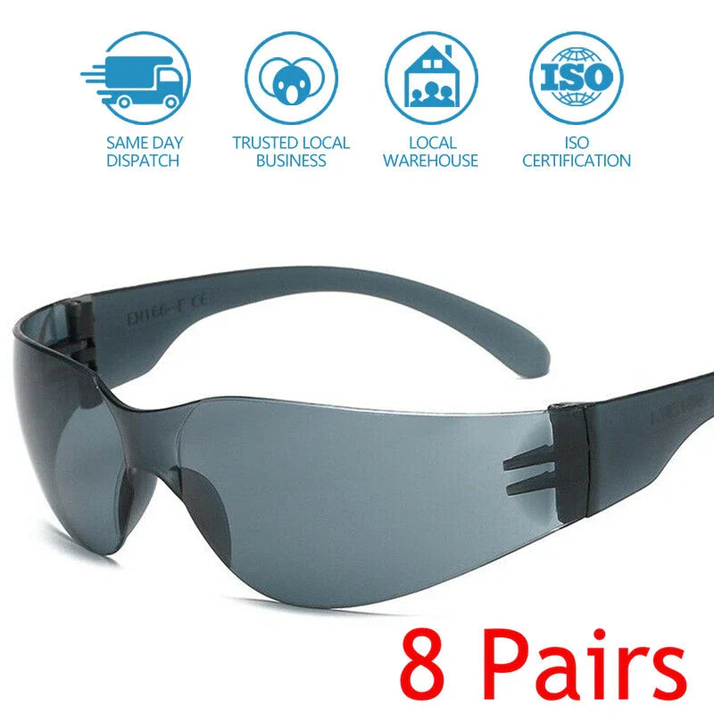 Work 8 Pairs Tinted Safety Glasses Eye Protection Goggles