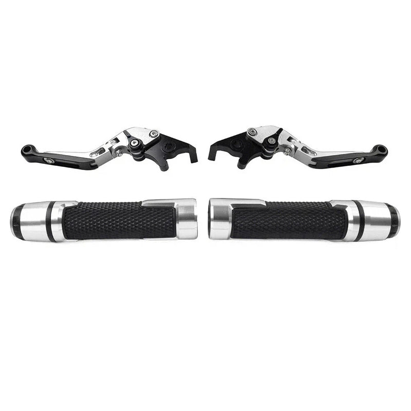 Yamaha YZF R1 MT-09 Silver Extendable Brake Clutch Lever Grip Set (2015-2023)
