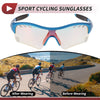Motorcycle Riding Goggles Light Red Lens Blue Frame PC TPU Cycling Sunglasses